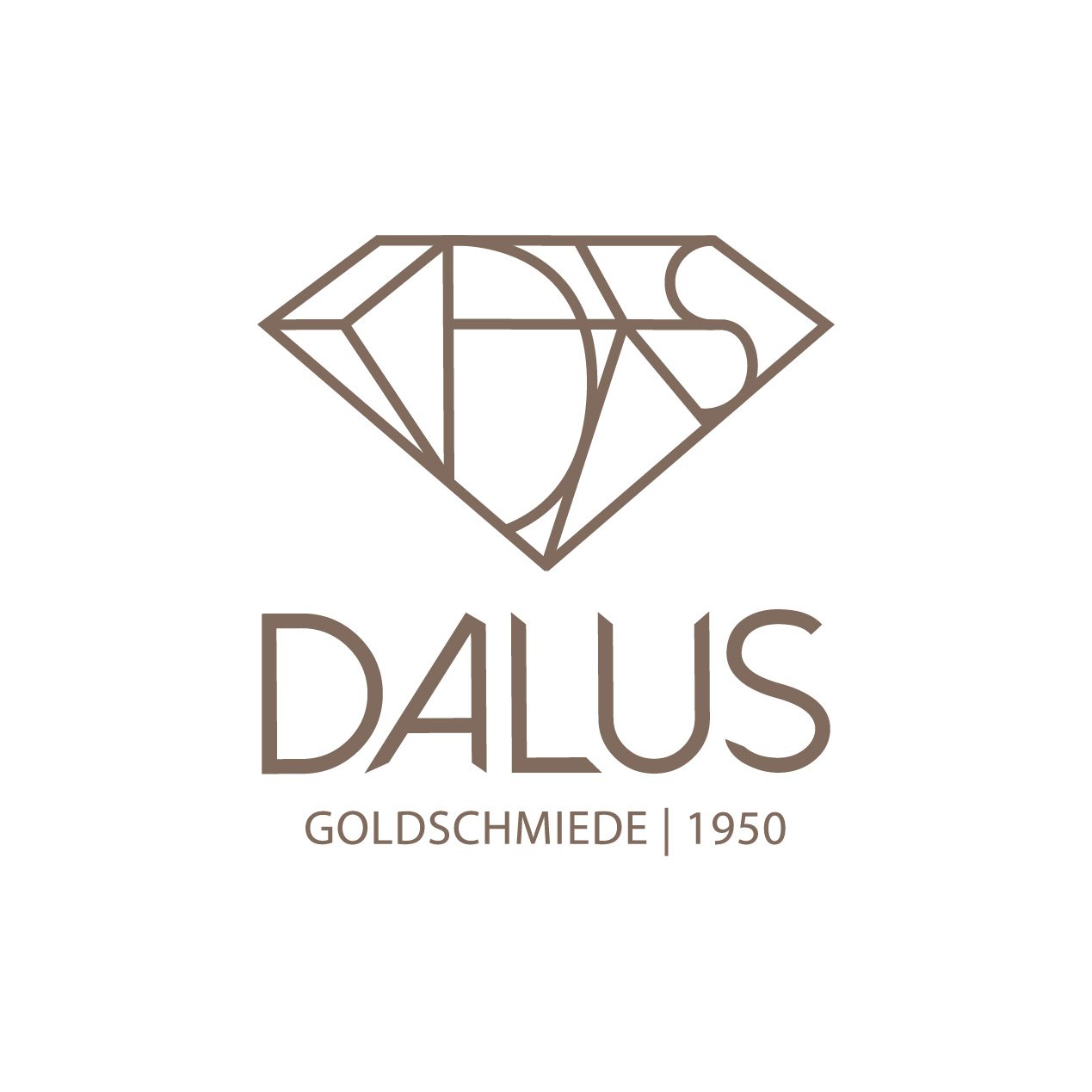 weißer Banner mit braunem Dallus-Logo